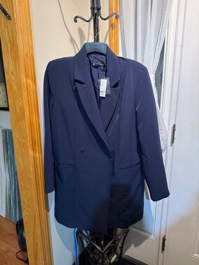 New York & Company Women's Dark Navy Longline Blazer